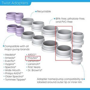 6 (Six) New Kiinde Direct Pump Adapters for Playtex